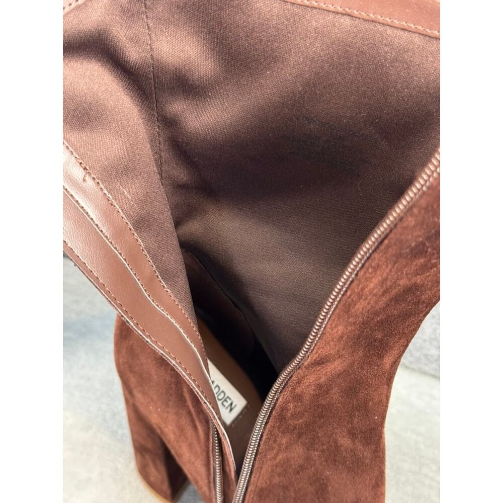 Steve Madden Chocolate Suede Heeled Boots - Picture 8 of 9